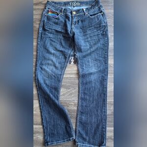 Coogi Mid Rise Dark Wash Embroidered Jeans Womens Size 14W